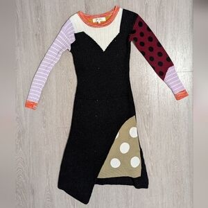 | F | F | Women's Long Sleeve Knit Multicolored Dress Size XS GUC